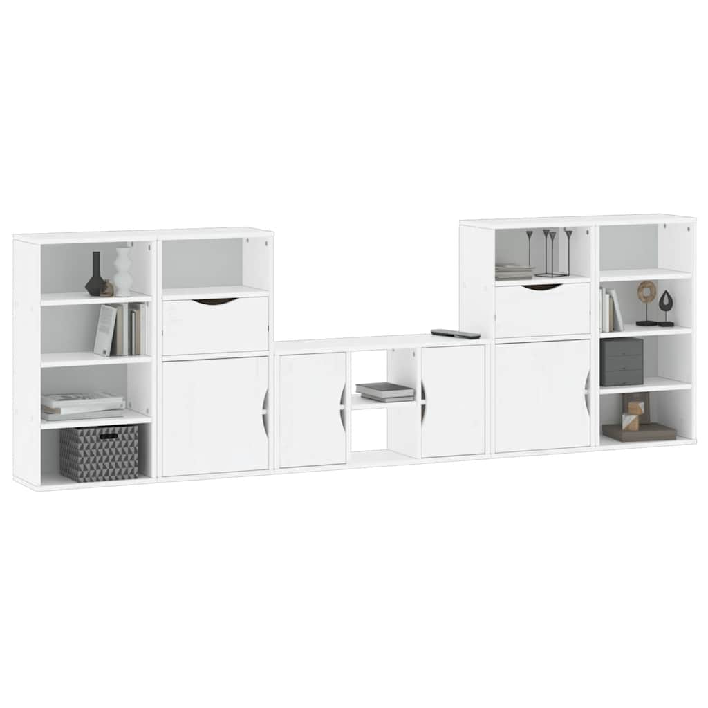 Meubles TV 5 pcs avec rangement ODDA blanc bois de pin massif Meubles TV vidaXL
