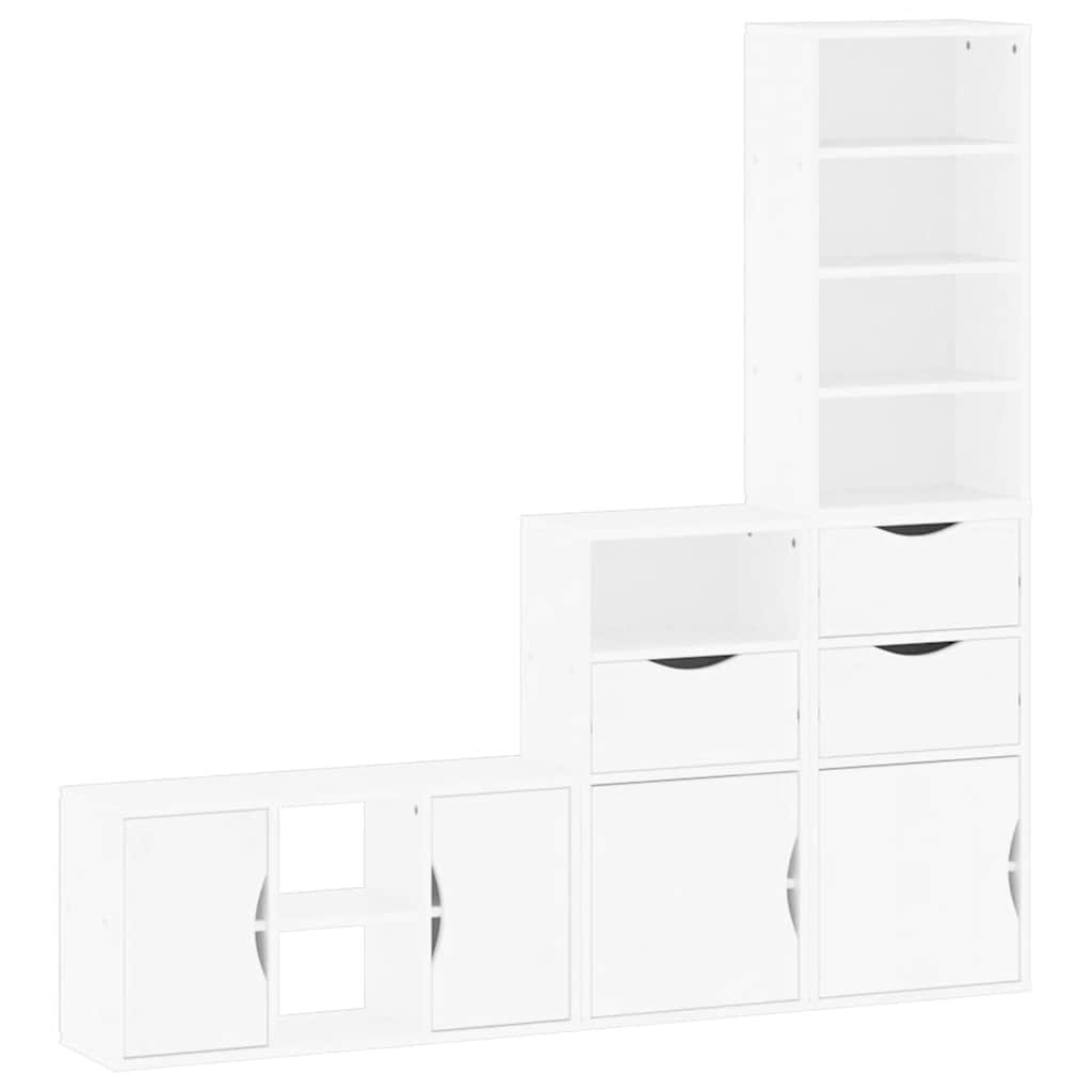 Meubles TV 4 pcs avec rangement ODDA blanc bois de pin massif Meubles TV vidaXL