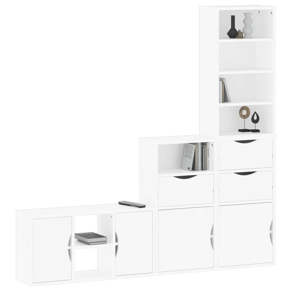 Meubles TV 4 pcs avec rangement ODDA blanc bois de pin massif Meubles TV vidaXL