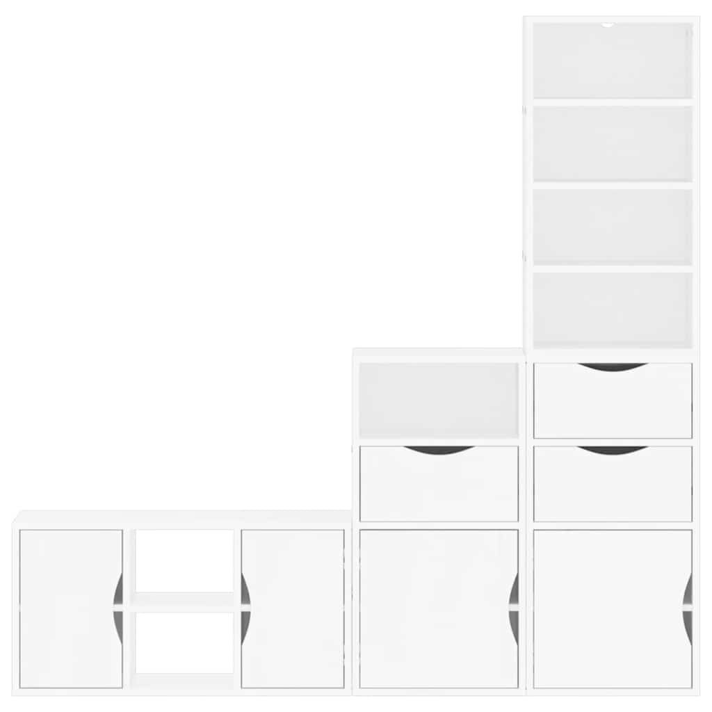 Meubles TV 4 pcs avec rangement ODDA blanc bois de pin massif Meubles TV vidaXL
