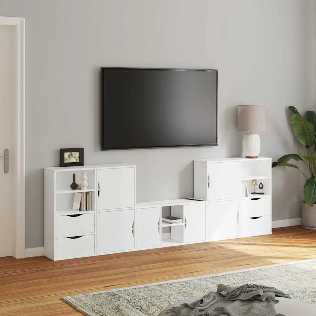 Meubles TV 5 pcs avec rangement ODDA blanc bois de pin massif Meubles TV vidaXL