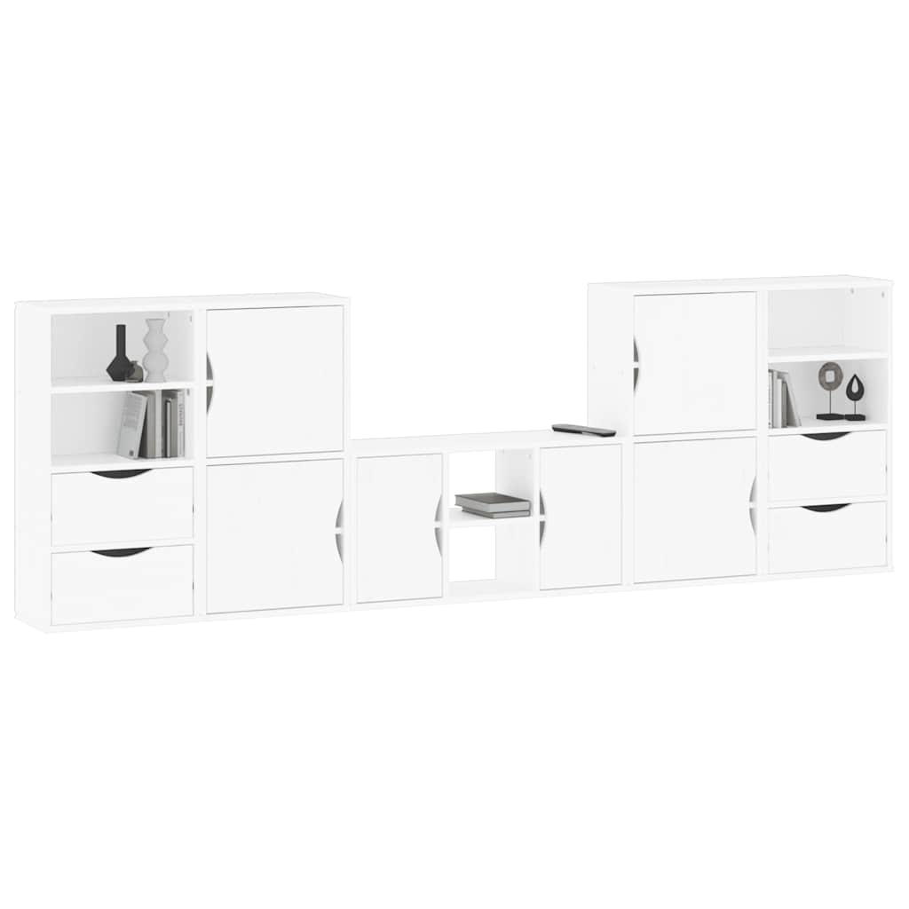 Meubles TV 5 pcs avec rangement ODDA blanc bois de pin massif Meubles TV vidaXL