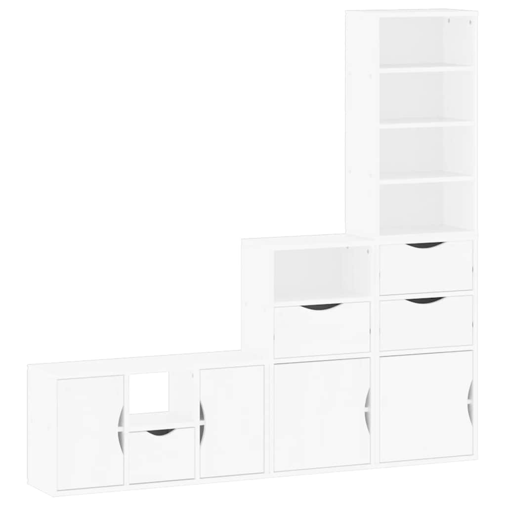 Meubles TV 4 pcs avec rangement ODDA blanc bois de pin massif Meubles TV vidaXL