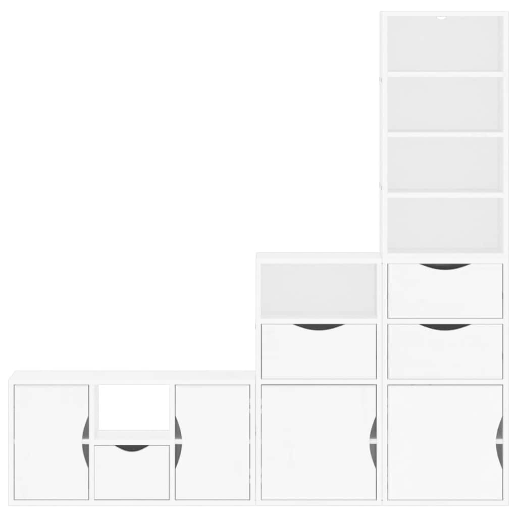 Meubles TV 4 pcs avec rangement ODDA blanc bois de pin massif Meubles TV vidaXL