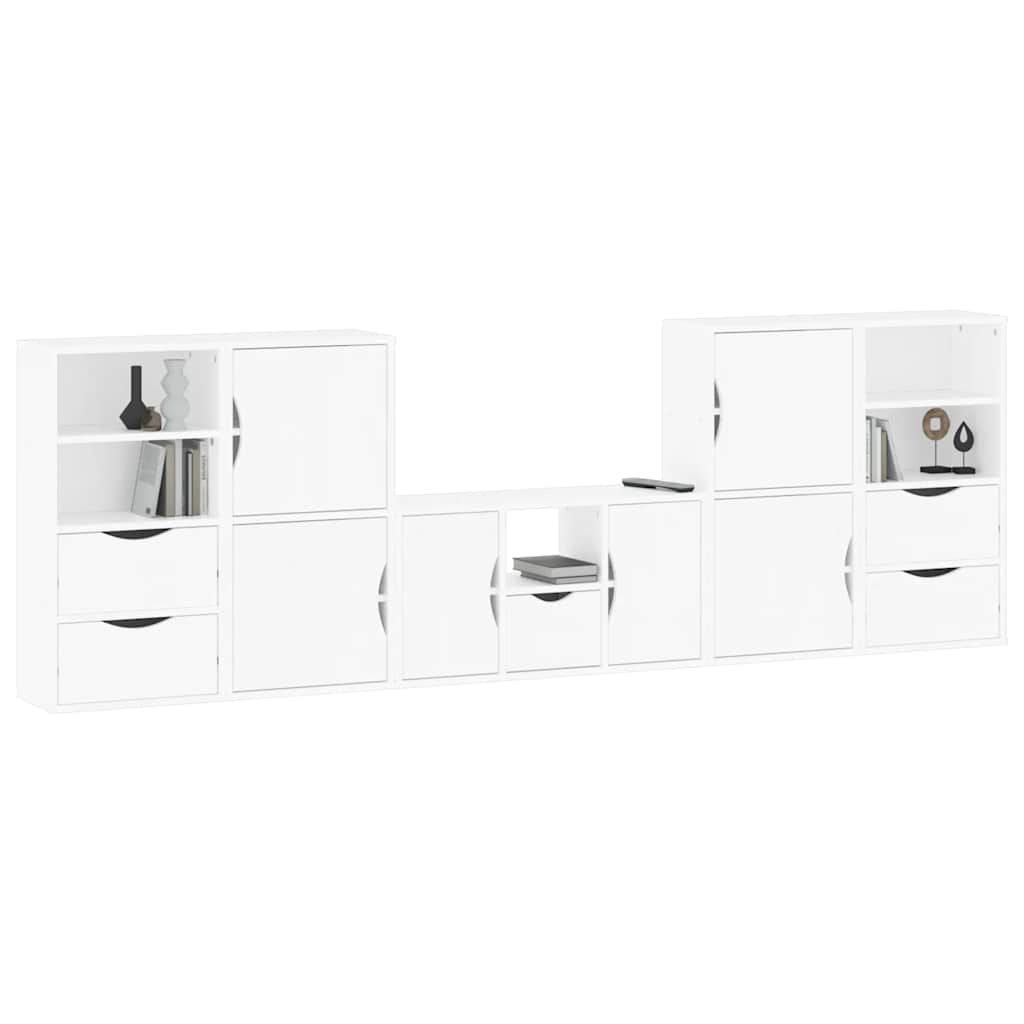 Meubles TV 5 pcs avec rangement ODDA blanc bois de pin massif Meubles TV vidaXL