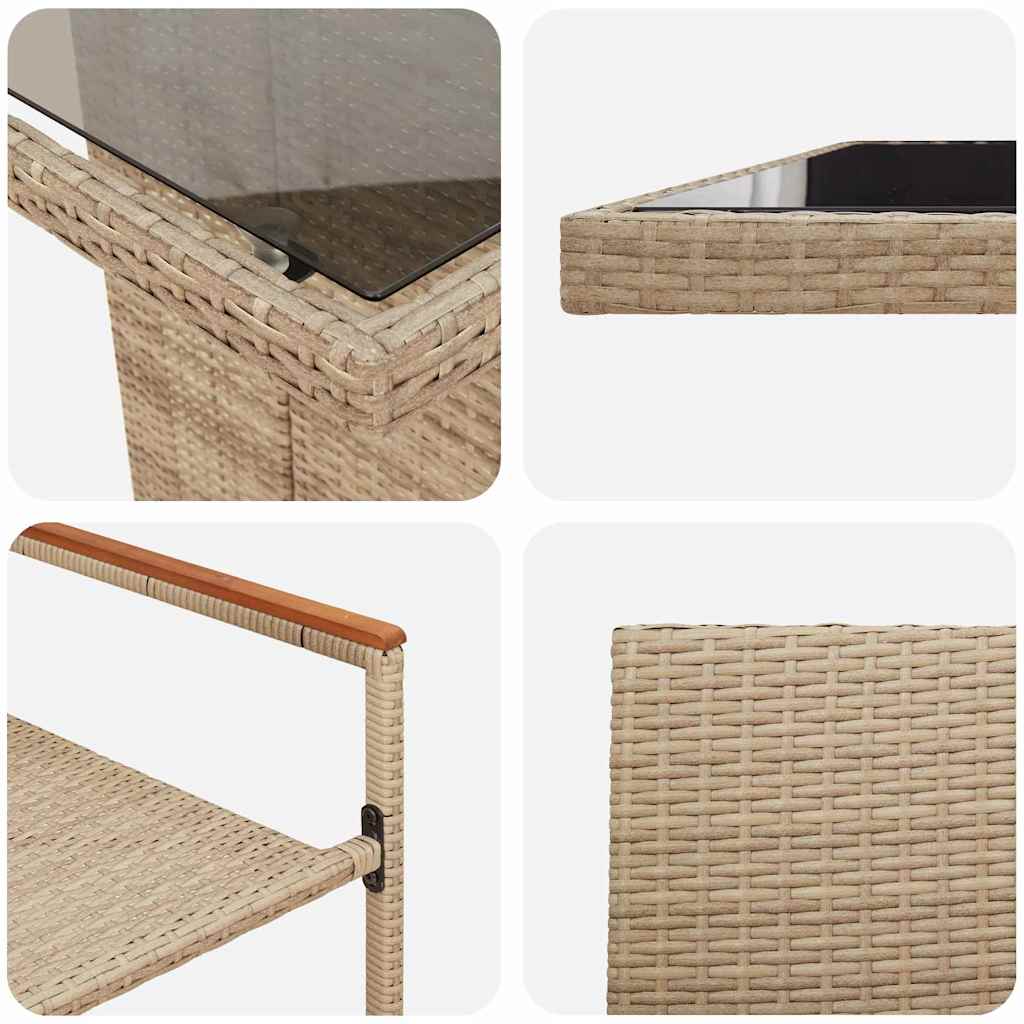 Ensemble de salle à manger pour jardin 9 pcs Beige polyrotin