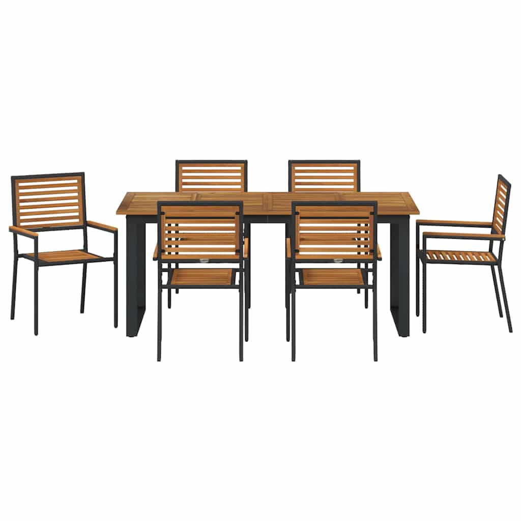 Ensemble de salle à manger pour jardin 7 pcs Noir - XIOS