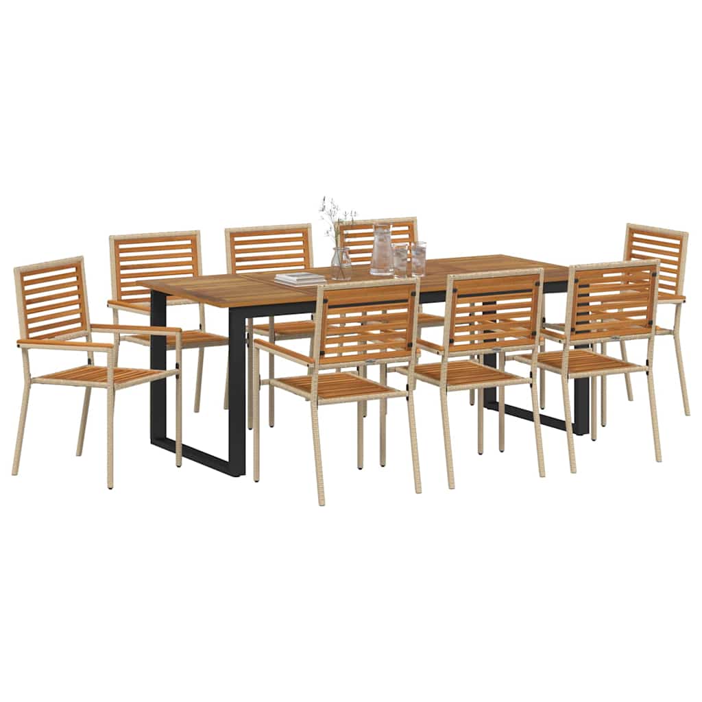 Ensemble de salle à manger pour jardin 9 pcs Beige - XIOS