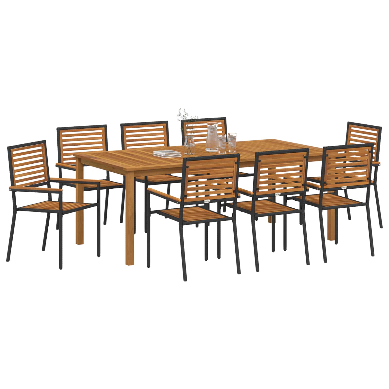 Ensemble de salle à manger pour jardin 9 pcs Noir