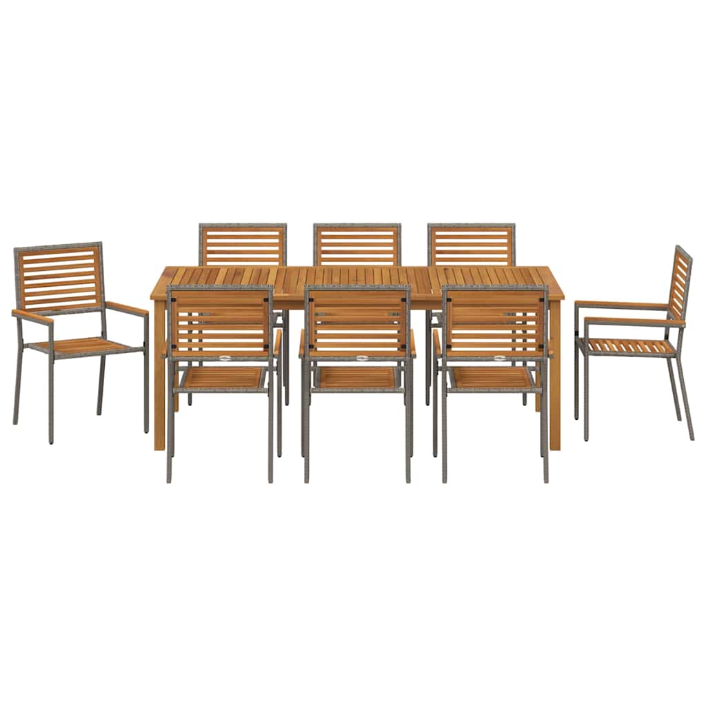 Ensemble de salle à manger pour jardin 9 pcs Gris - XIOS