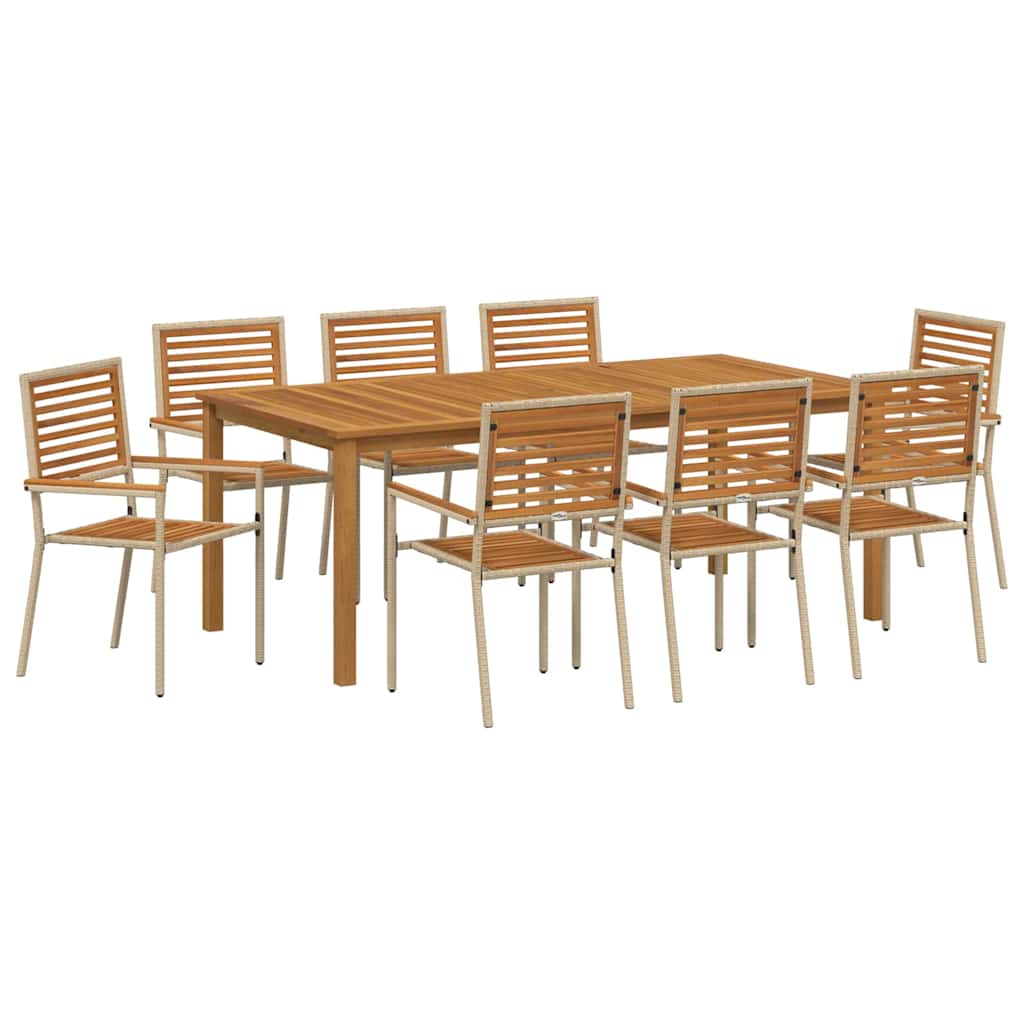 Ensemble de salle à manger pour jardin 9 pcs Beige - XIOS