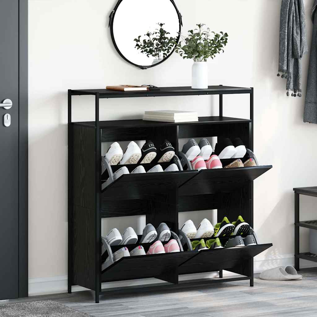 Armoire à Chaussures avec stockage Chêne noir 100 x 34 x 112 cm - XIOS