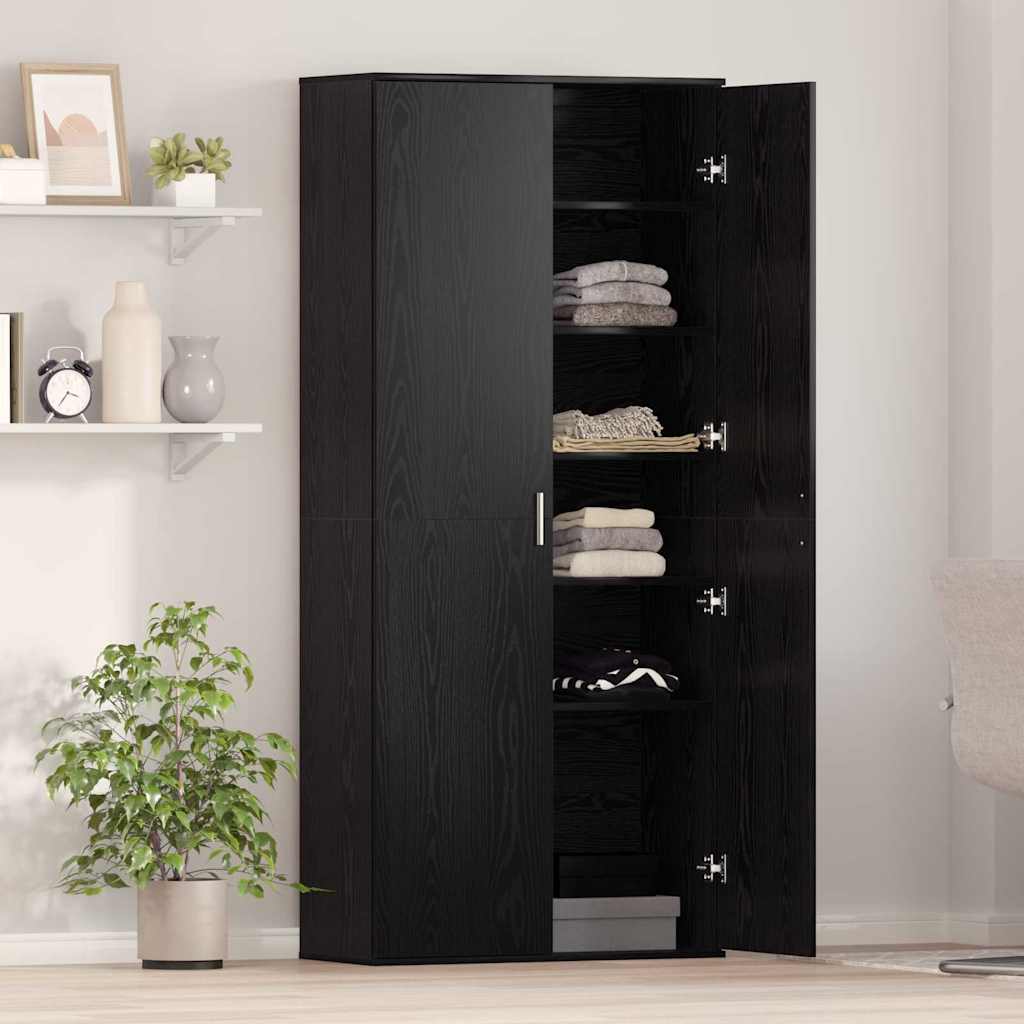 Buffet Chêne noir 80 x 35 x 180 cm Bois d'ingénierie