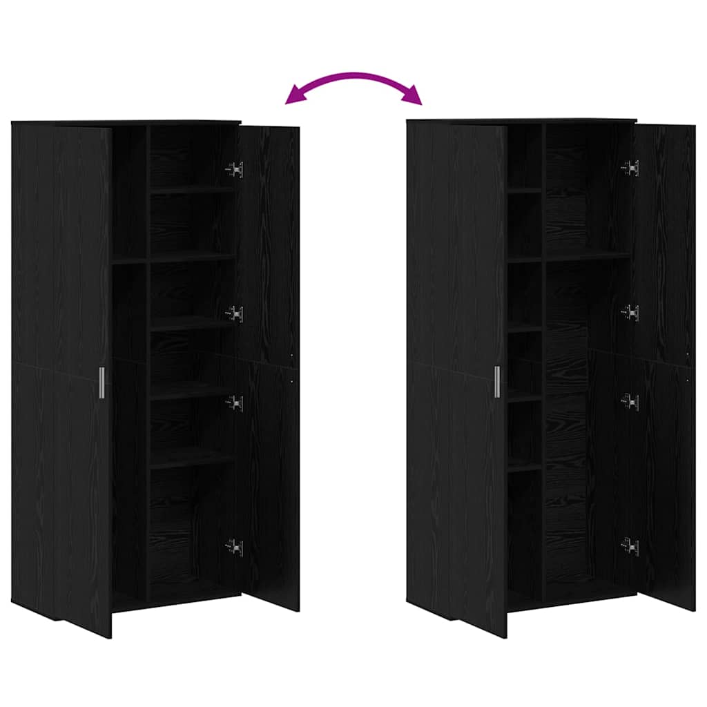 Buffet Chêne noir 80 x 35 x 180 cm Bois d'ingénierie