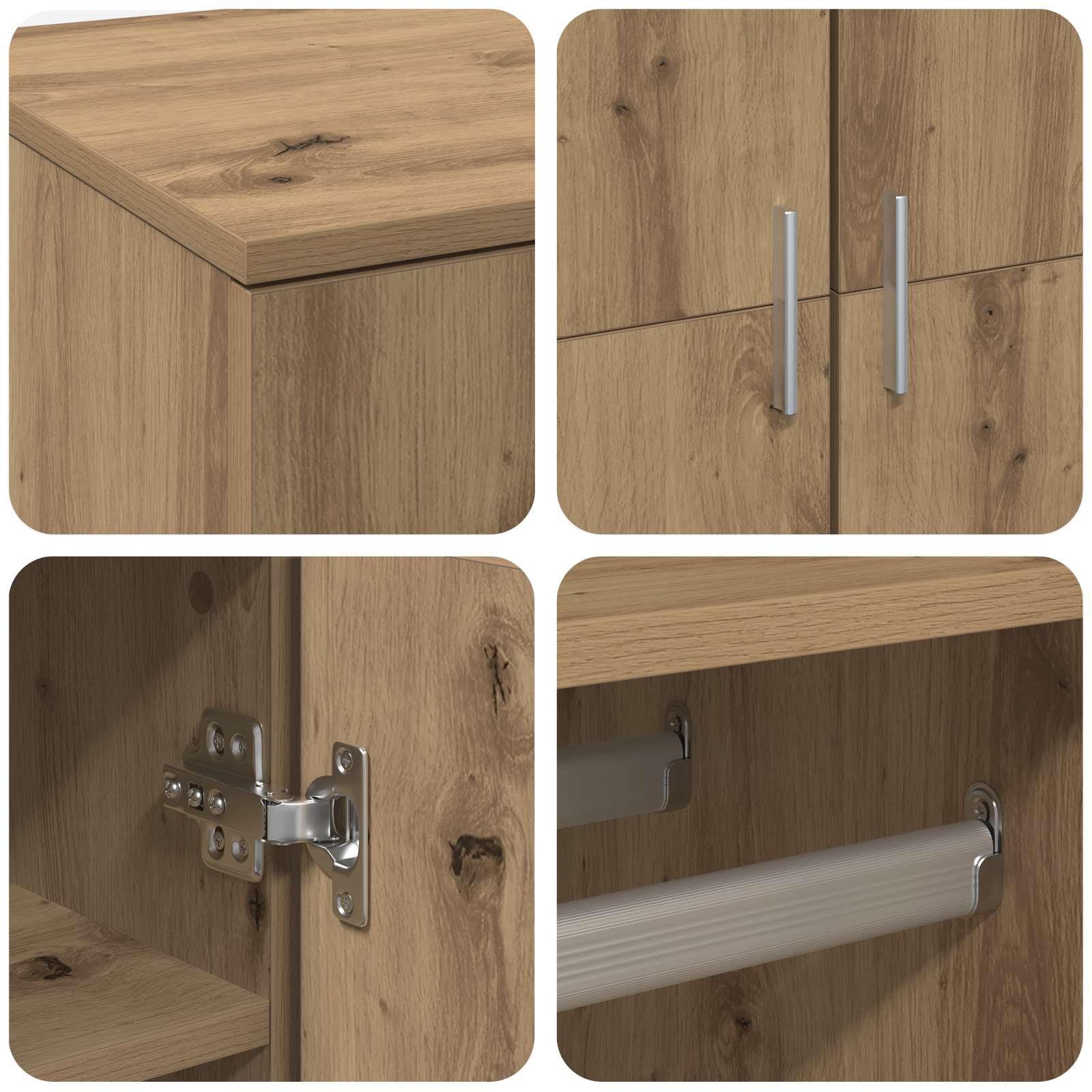Haut Armoire 80 x 39 x 178 cm Bois d'ingénierie Chêne artisanal - XIOS