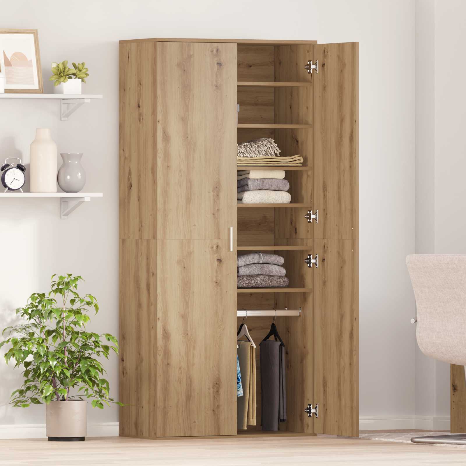 Haut Armoire 80 x 39 x 178 cm Bois d'ingénierie Chêne artisanal - XIOS