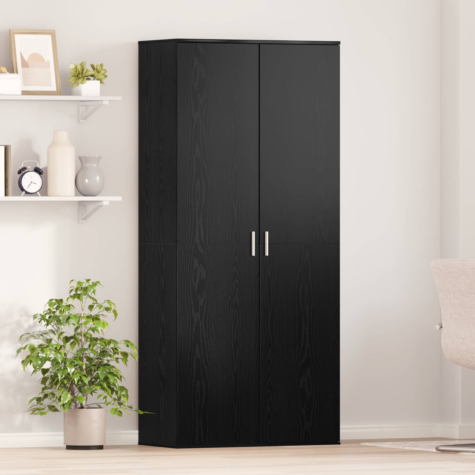 Haut Armoire 80 x 39 x 178 cm Bois d'ingénierie Chêne noir - XIOS