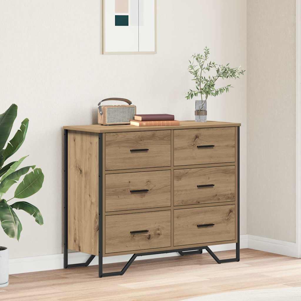 Commode chêne artisanal 91 x 35.5 x 74.5 cm Bois d'ingénierie - XIOS