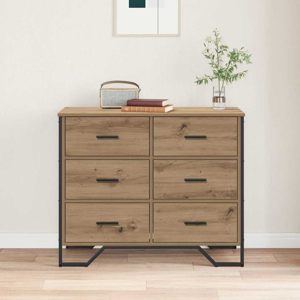 Commode chêne artisanal 91 x 35.5 x 74.5 cm Bois d'ingénierie - XIOS