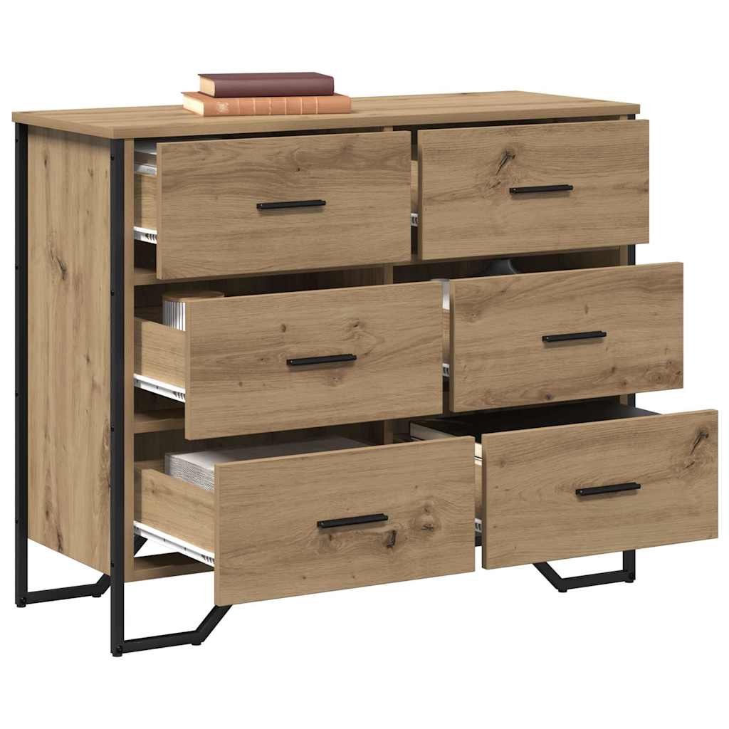 Commode chêne artisanal 91 x 35.5 x 74.5 cm Bois d'ingénierie - XIOS