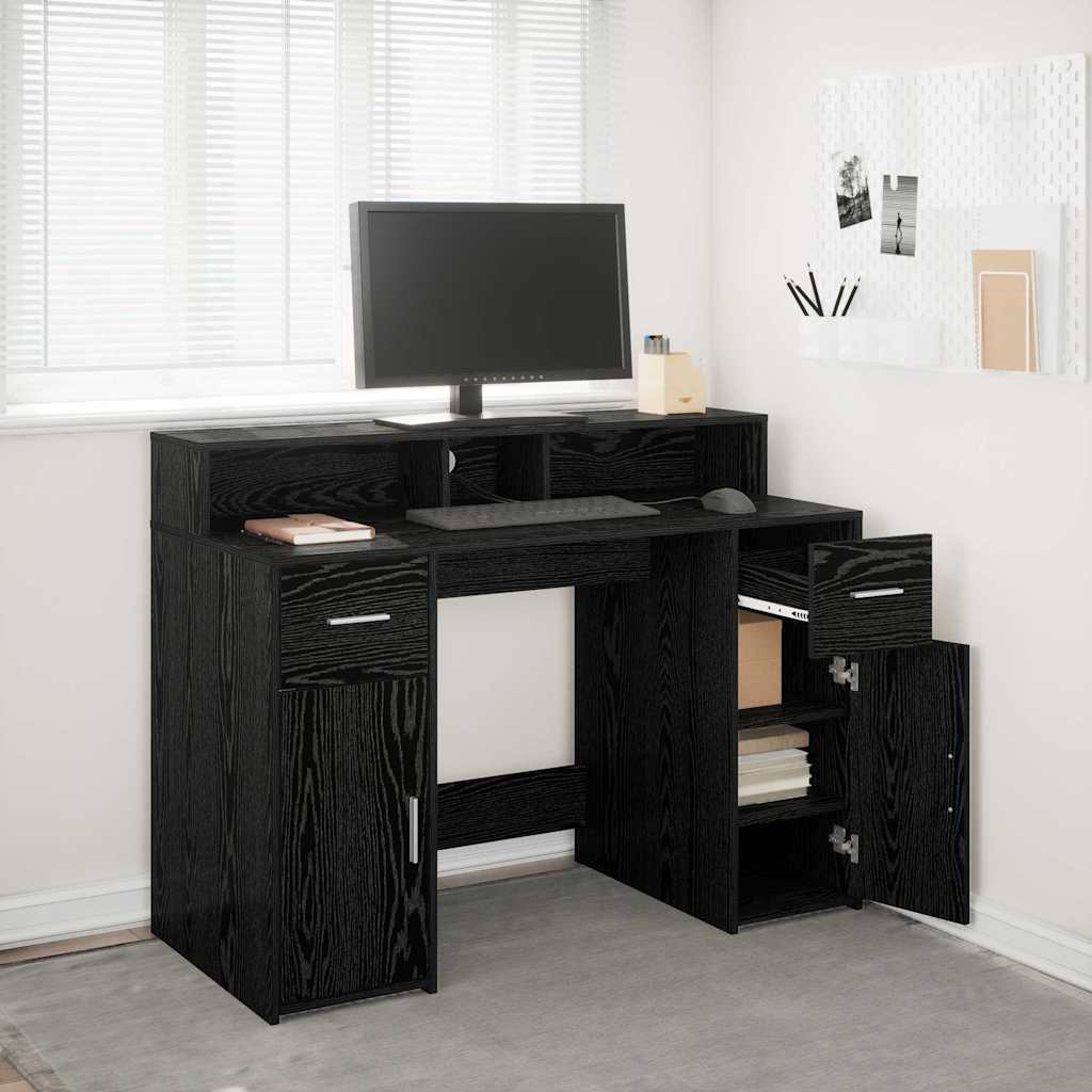 Bureau avec porte Chêne noir 120 x 55 x 91 cm Bois d'ingénierie - XIOS