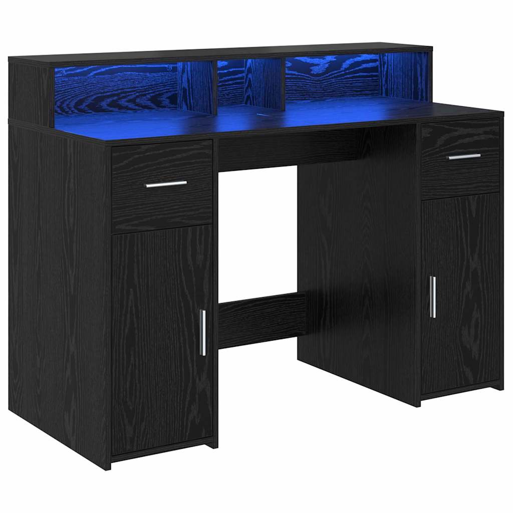 Bureau avec porte Chêne noir 120 x 55 x 91 cm Bois d'ingénierie - XIOS