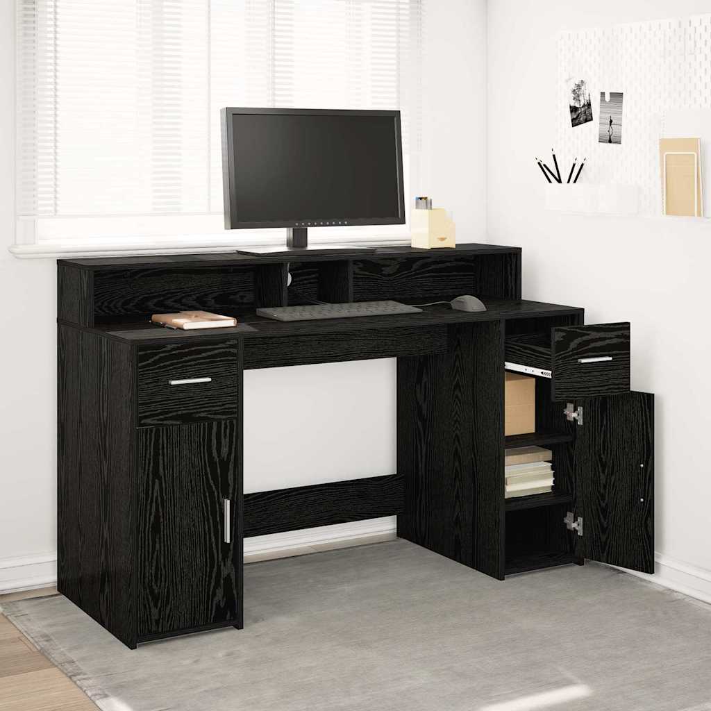 Bureau avec porte Chêne noir 140 x 55 x 91 cm Bois d'ingénierie - XIOS