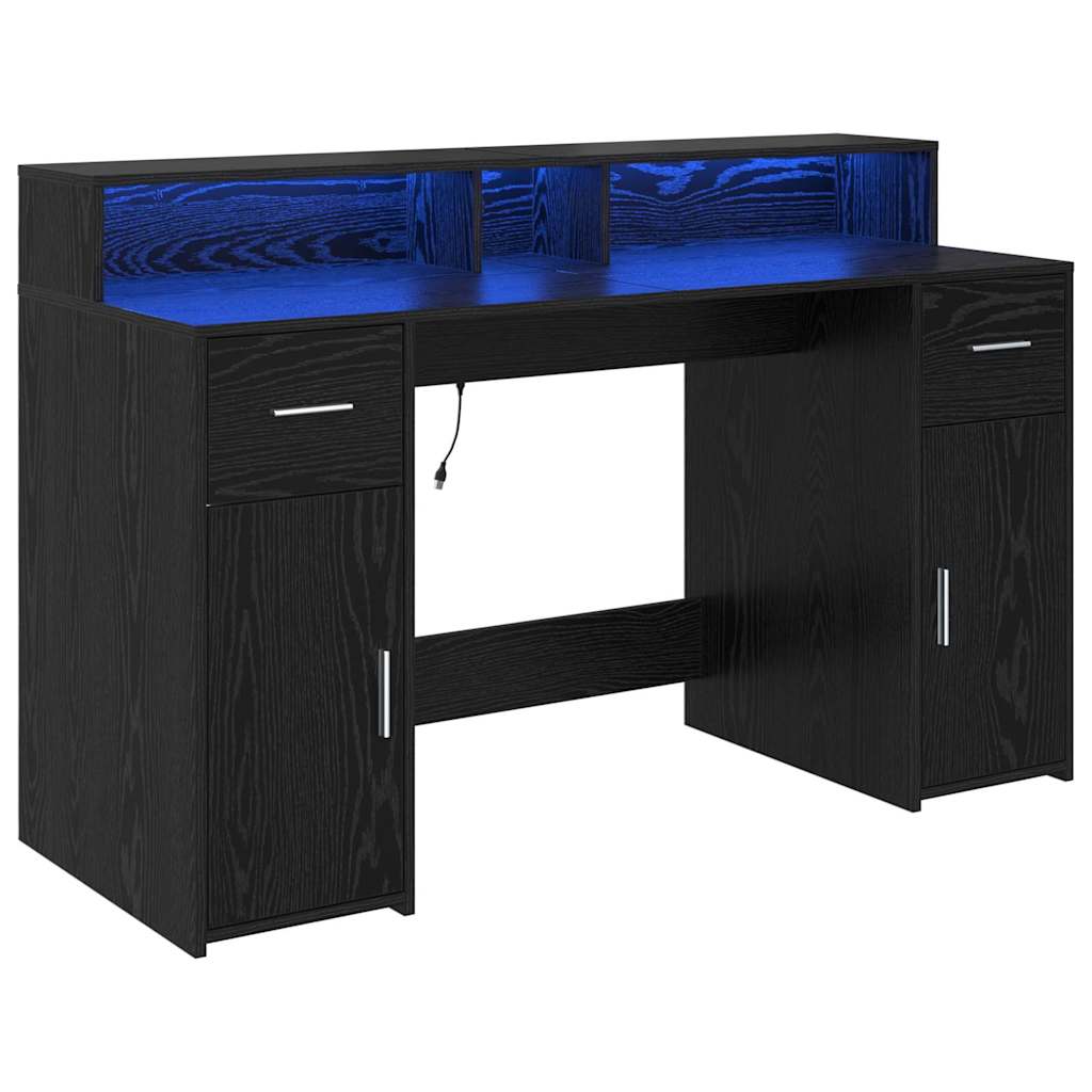 Bureau avec porte Chêne noir 140 x 55 x 91 cm Bois d'ingénierie - XIOS