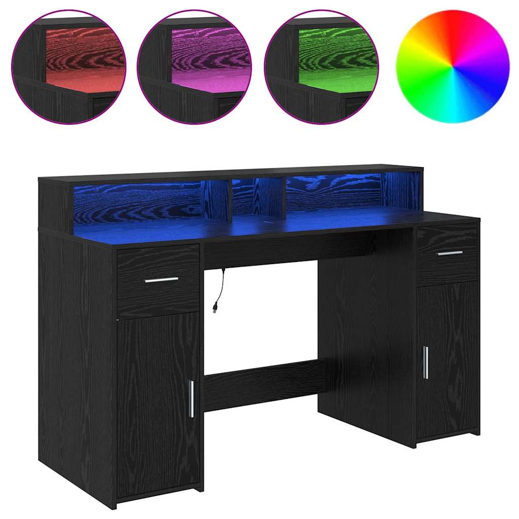 Bureau avec porte Chêne noir 140 x 55 x 91 cm Bois d'ingénierie - XIOS