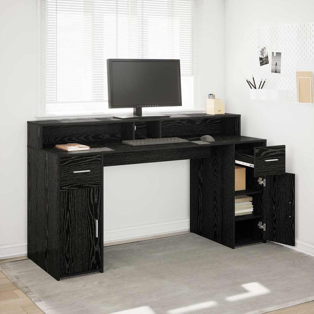 Bureau avec porte Chêne noir 160 x 55 x 91 cm Bois d'ingénierie - XIOS