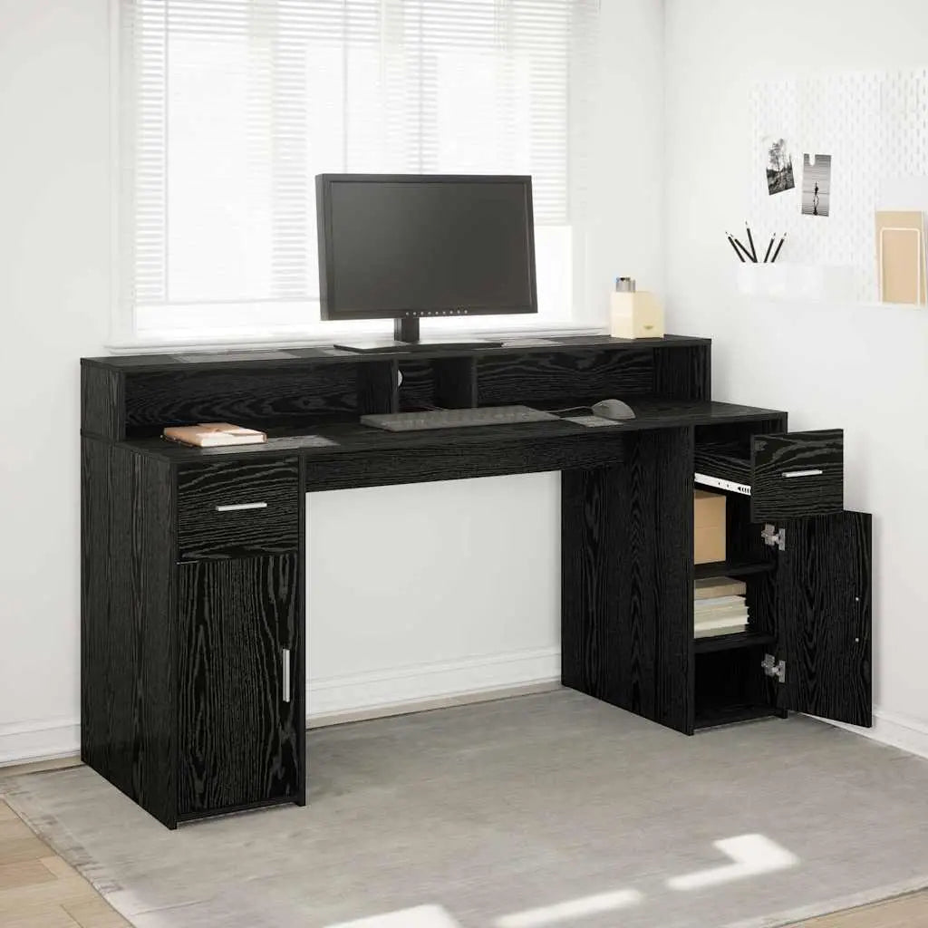Bureau avec porte Chêne noir 160 x 55 x 91 cm Bois d’ingénierie - XIOS