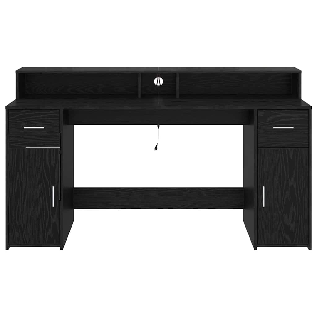 Bureau avec porte Chêne noir 160 x 55 x 91 cm Bois d'ingénierie - XIOS