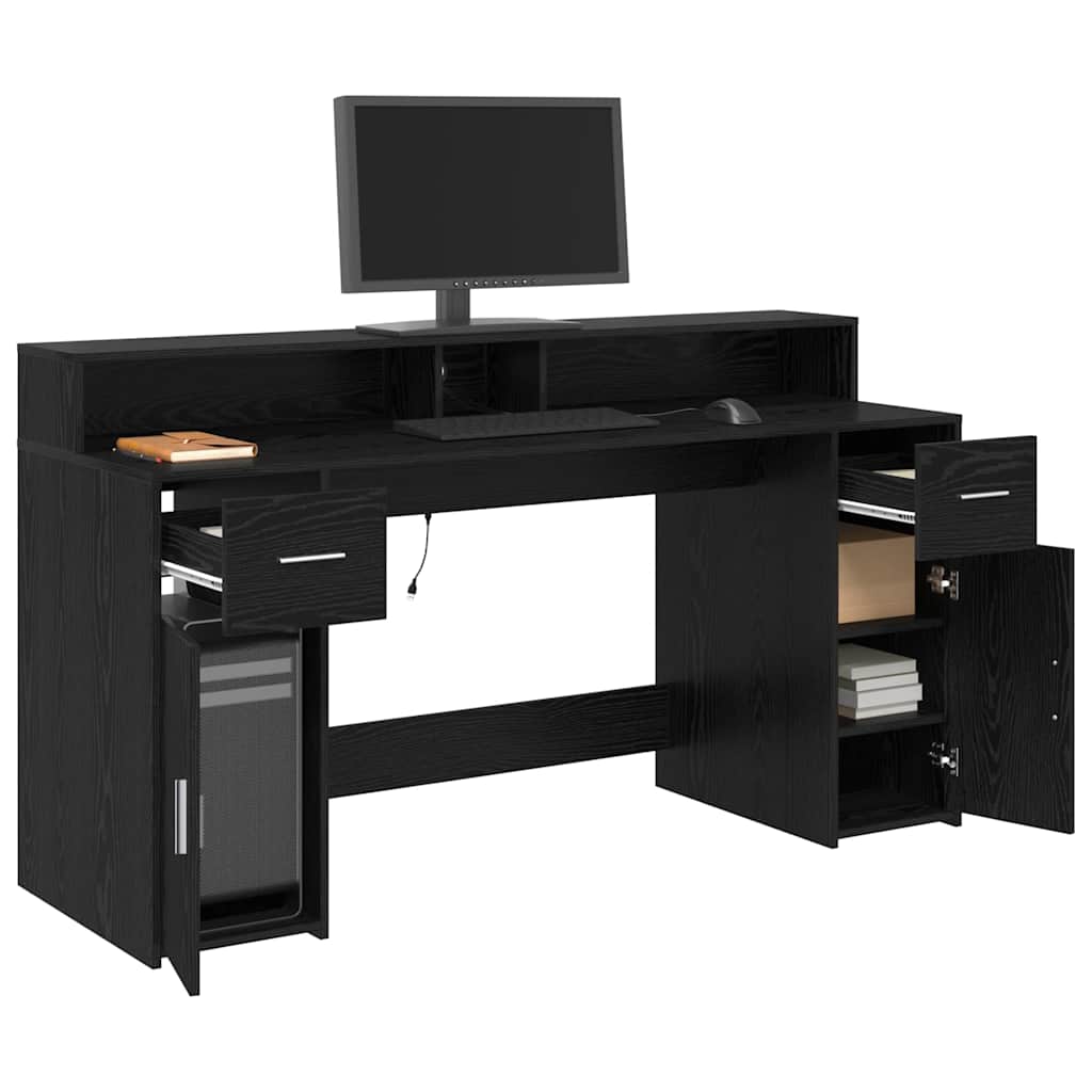 Bureau avec porte Chêne noir 160 x 55 x 91 cm Bois d'ingénierie - XIOS