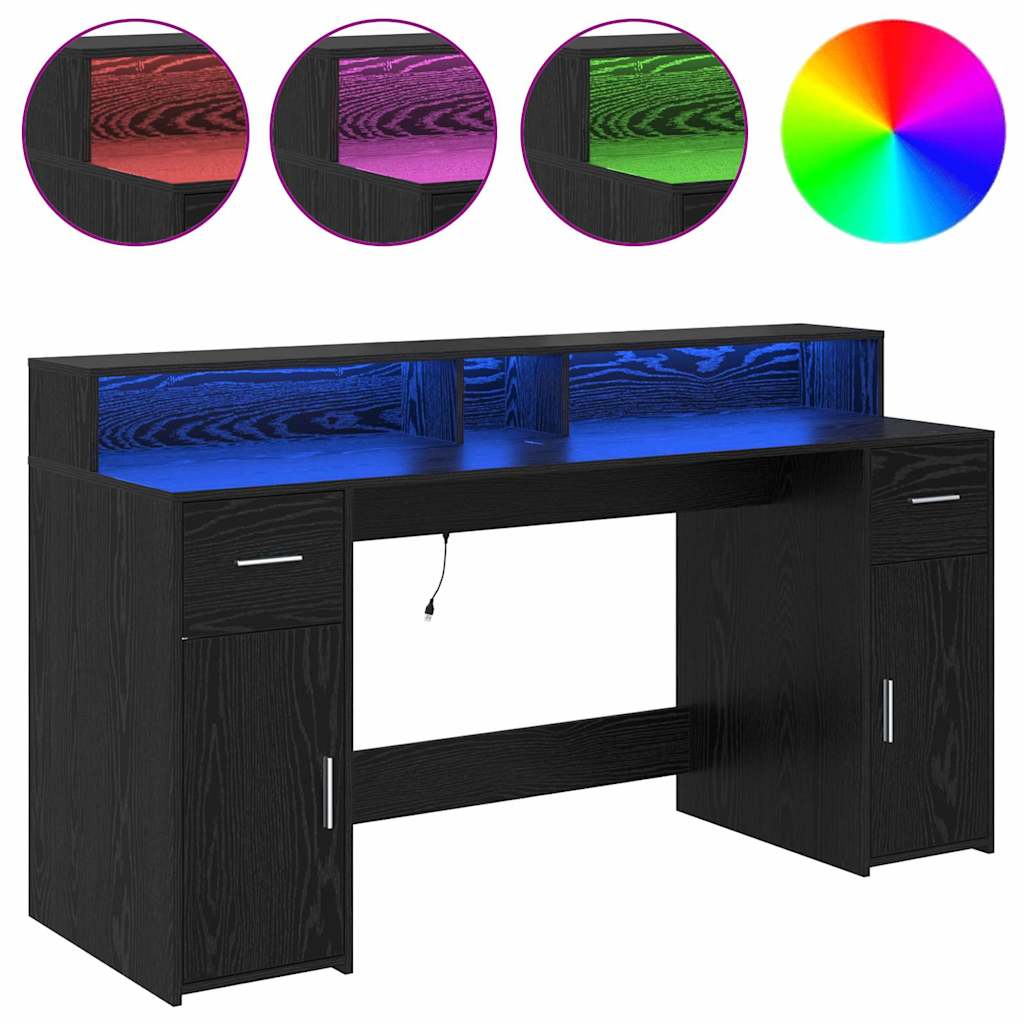 Bureau avec porte Chêne noir 160 x 55 x 91 cm Bois d'ingénierie - XIOS