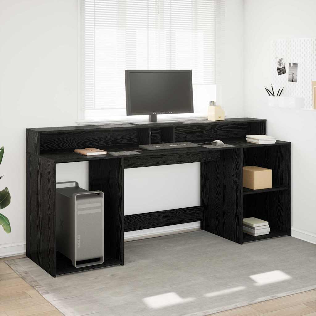 Bureau avec porte Chêne noir 200 x 55 x 91 cm Bois d'ingénierie - XIOS