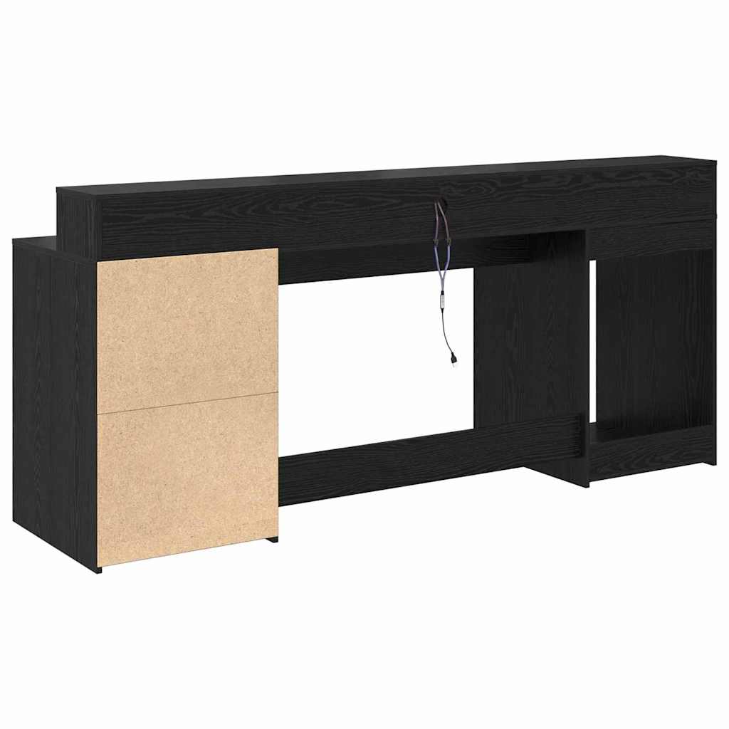 Bureau avec porte Chêne noir 200 x 55 x 91 cm Bois d'ingénierie - XIOS