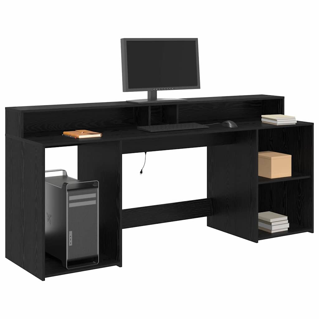 Bureau avec porte Chêne noir 200 x 55 x 91 cm Bois d'ingénierie - XIOS