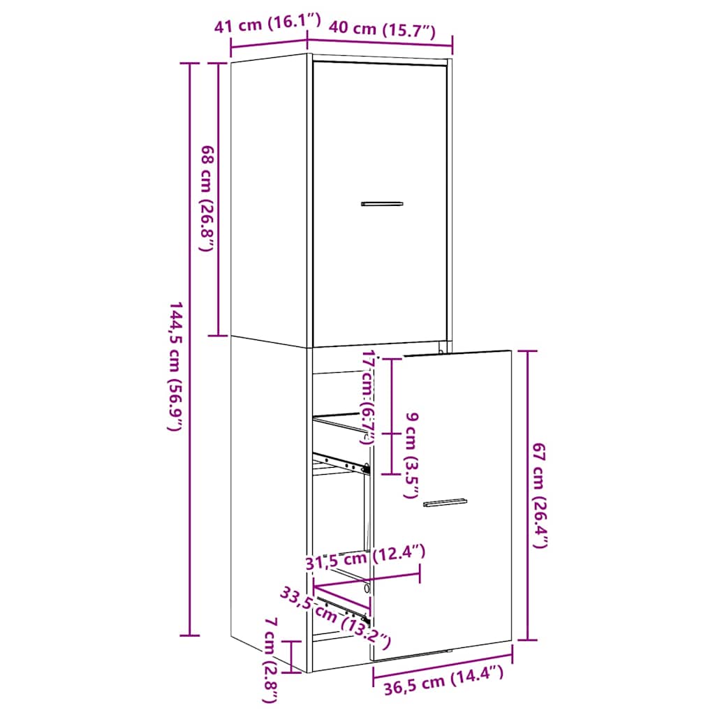 Cabinet de Pharmacie Chêne noir 40 x 41 x 144.5 cm - XIOS