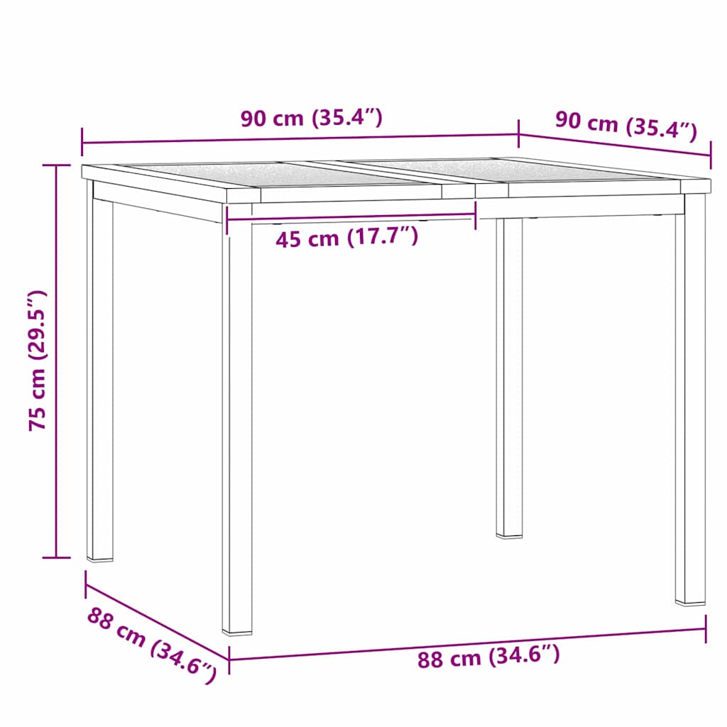 Ensemble de salle à manger pour jardin 3 pcs