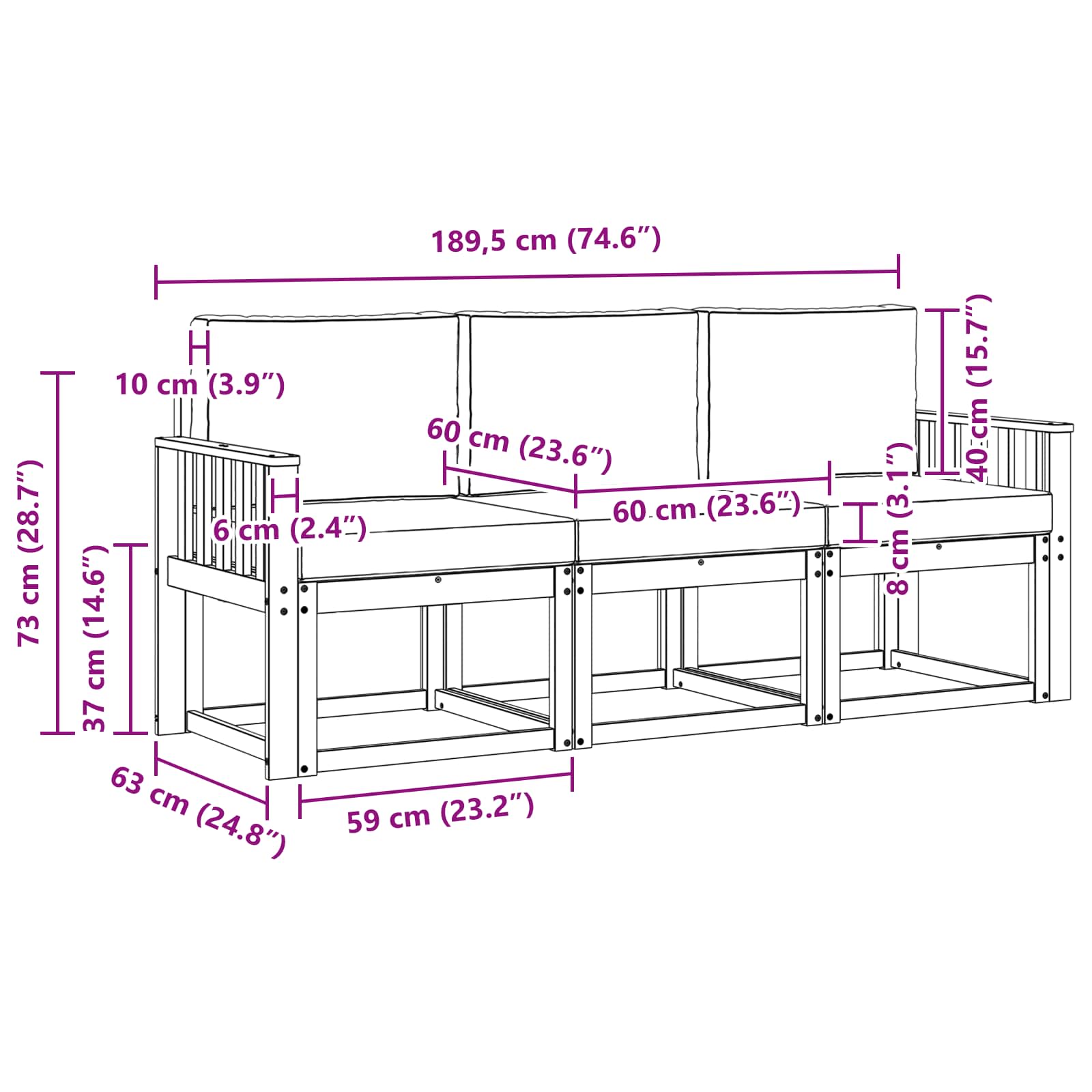 Ensemble de canapés d'extérieur 3 pcs Naturel et Beige - XIOS