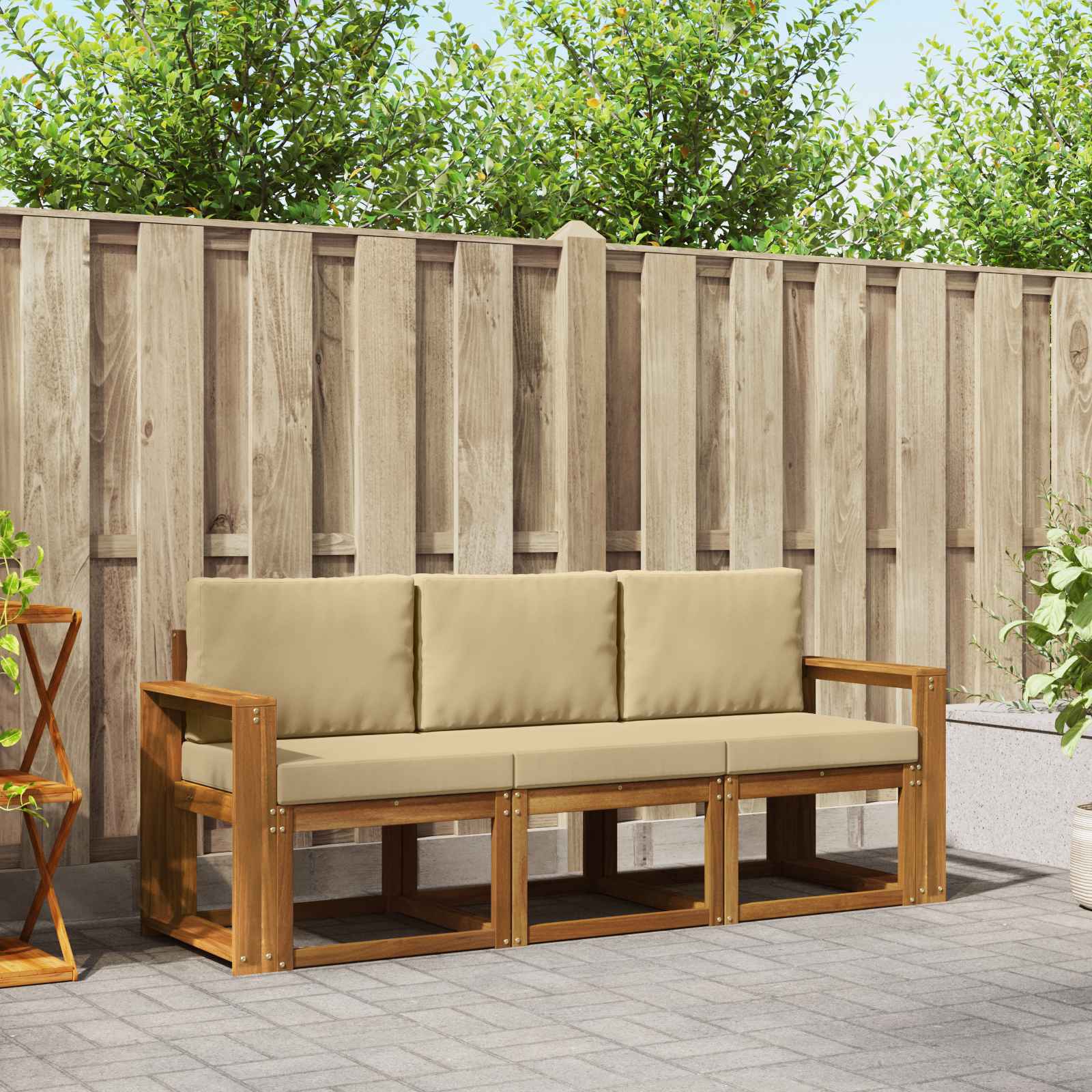 Ensemble de canapés d'extérieur 3 pcs Naturel et Beige - XIOS