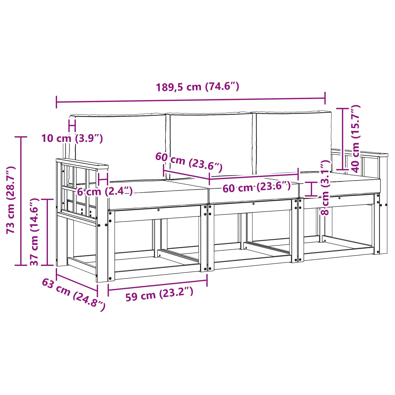 Ensemble de canapés d'extérieur 3 pcs Naturel et Beige - XIOS