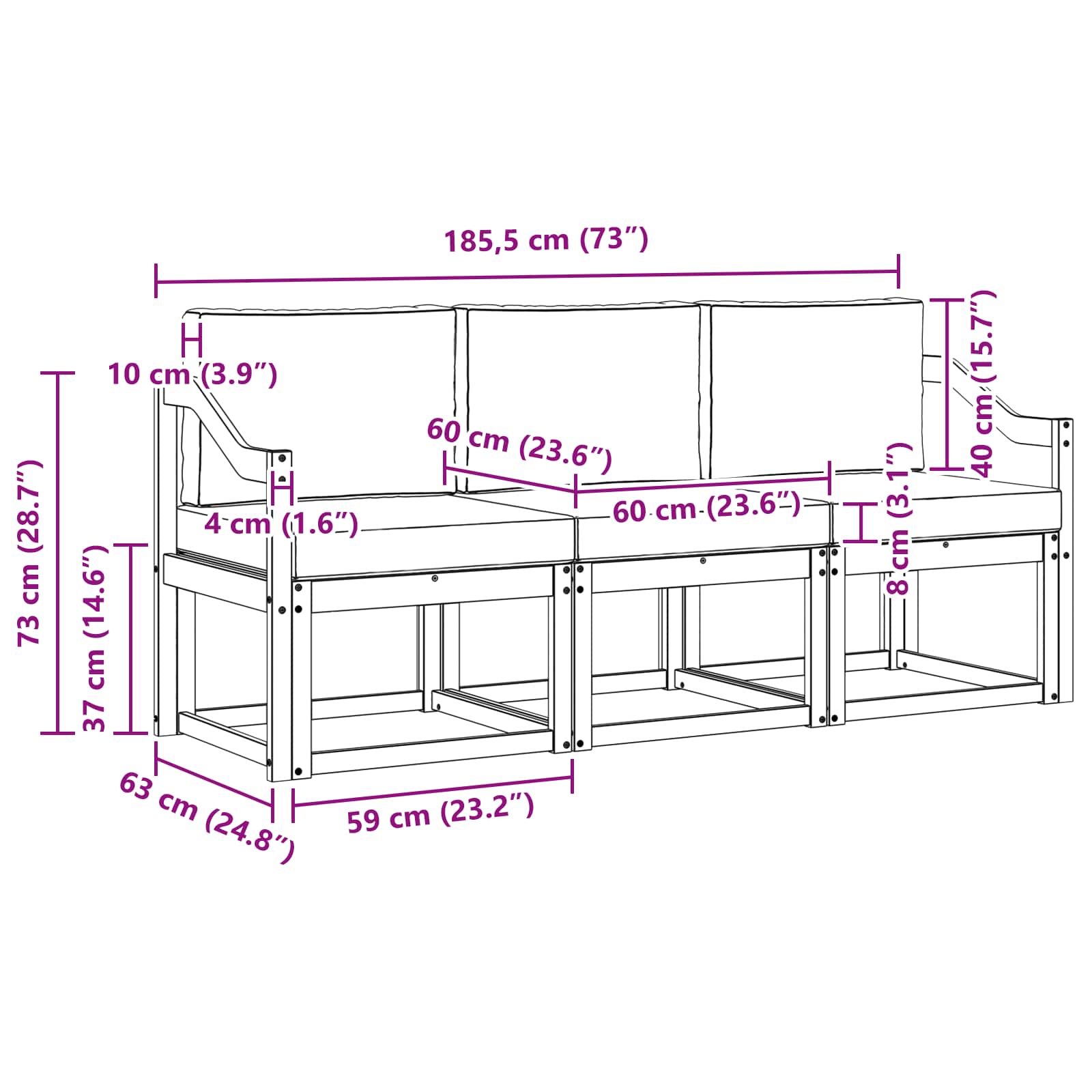 Ensemble de canapés d'extérieur 3 pcs Naturel et Beige - XIOS