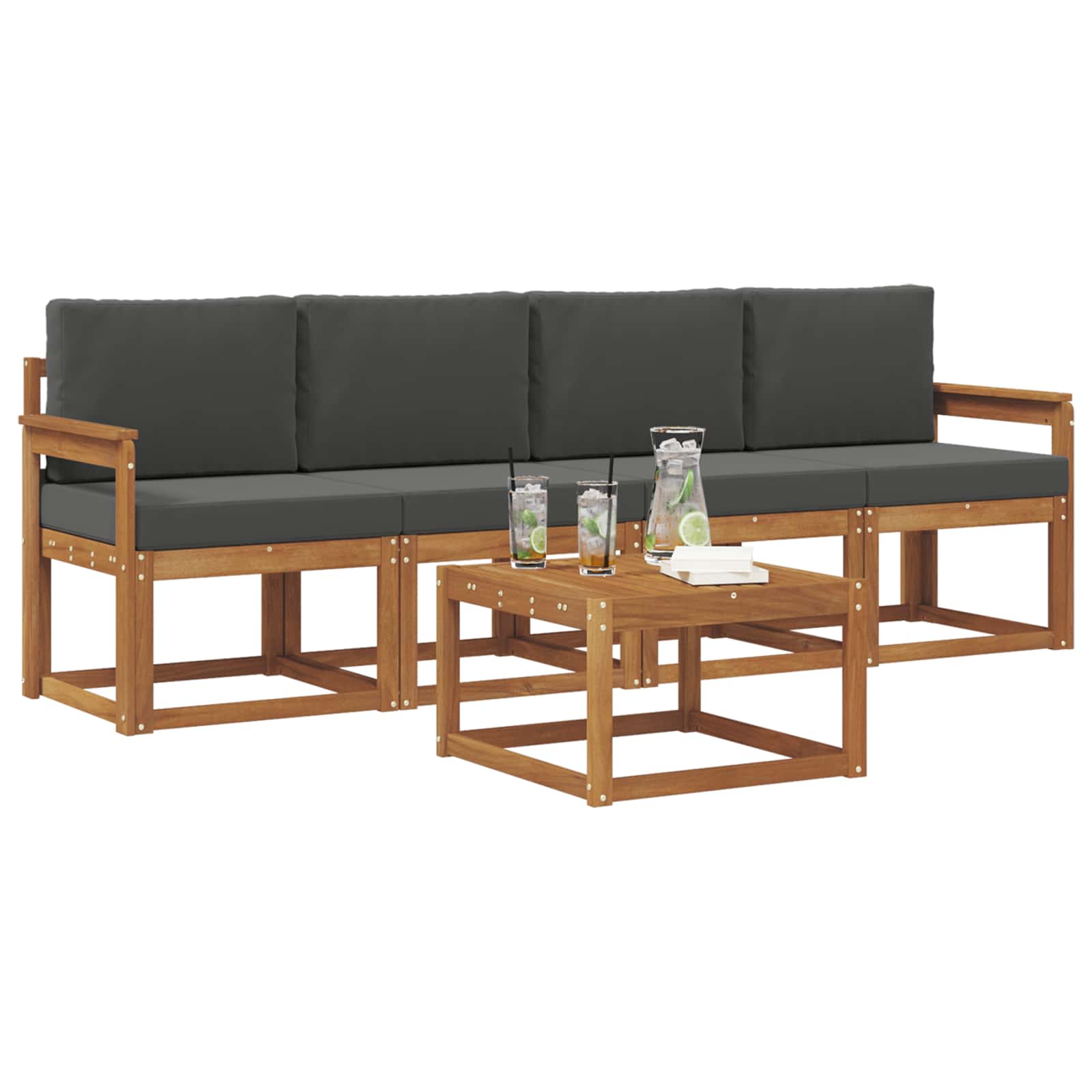 Ensemble de canapés d'extérieur 5 pcs Naturel et Anthracite - XIOS