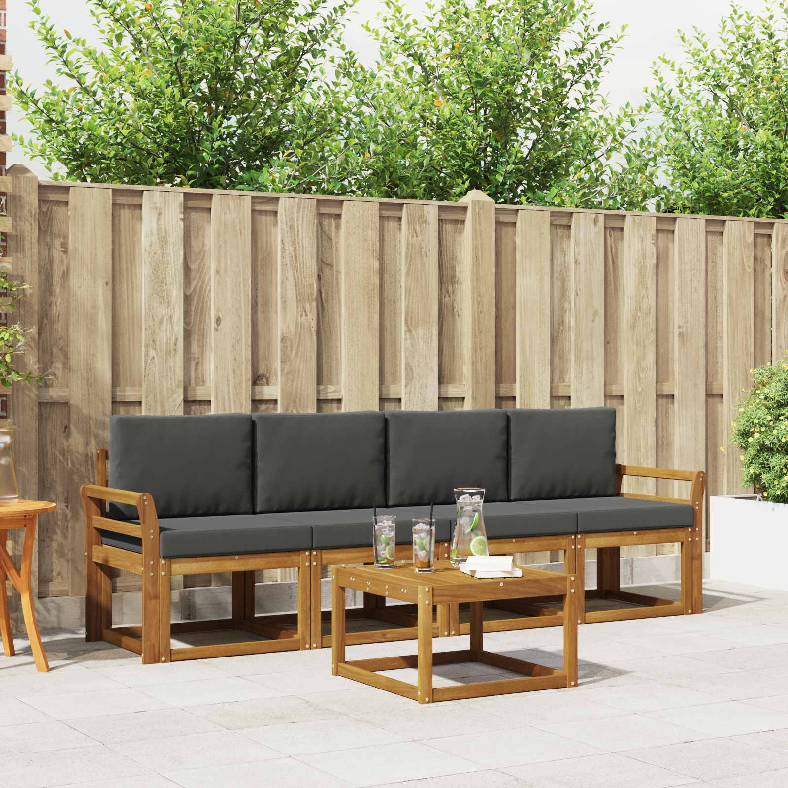 Ensemble de canapés d'extérieur 5 pcs Naturel et Anthracite - XIOS