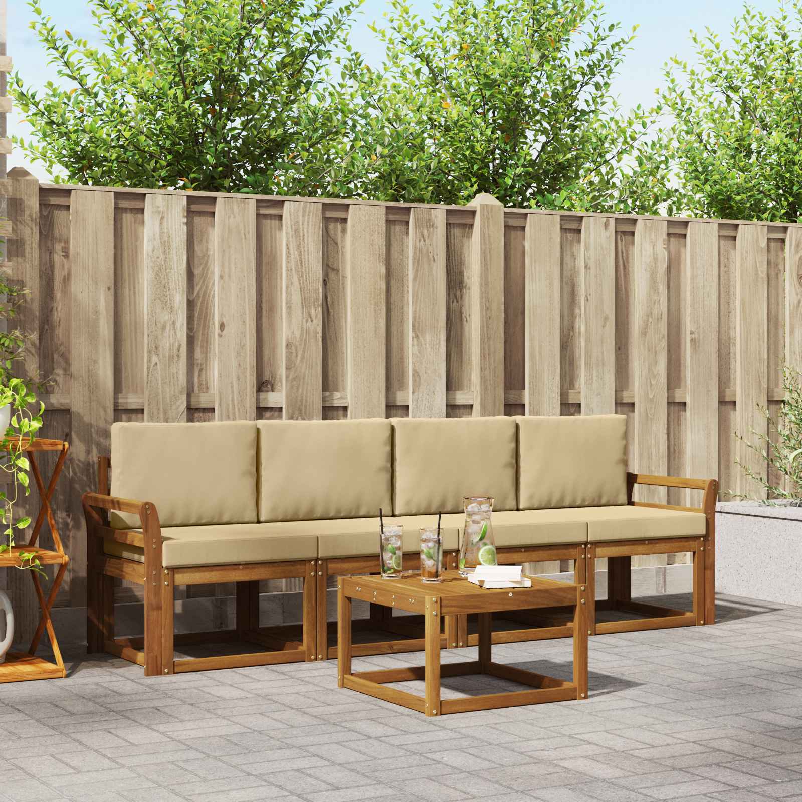 Ensemble de canapés d'extérieur 5 pcs Naturel et Beige - XIOS