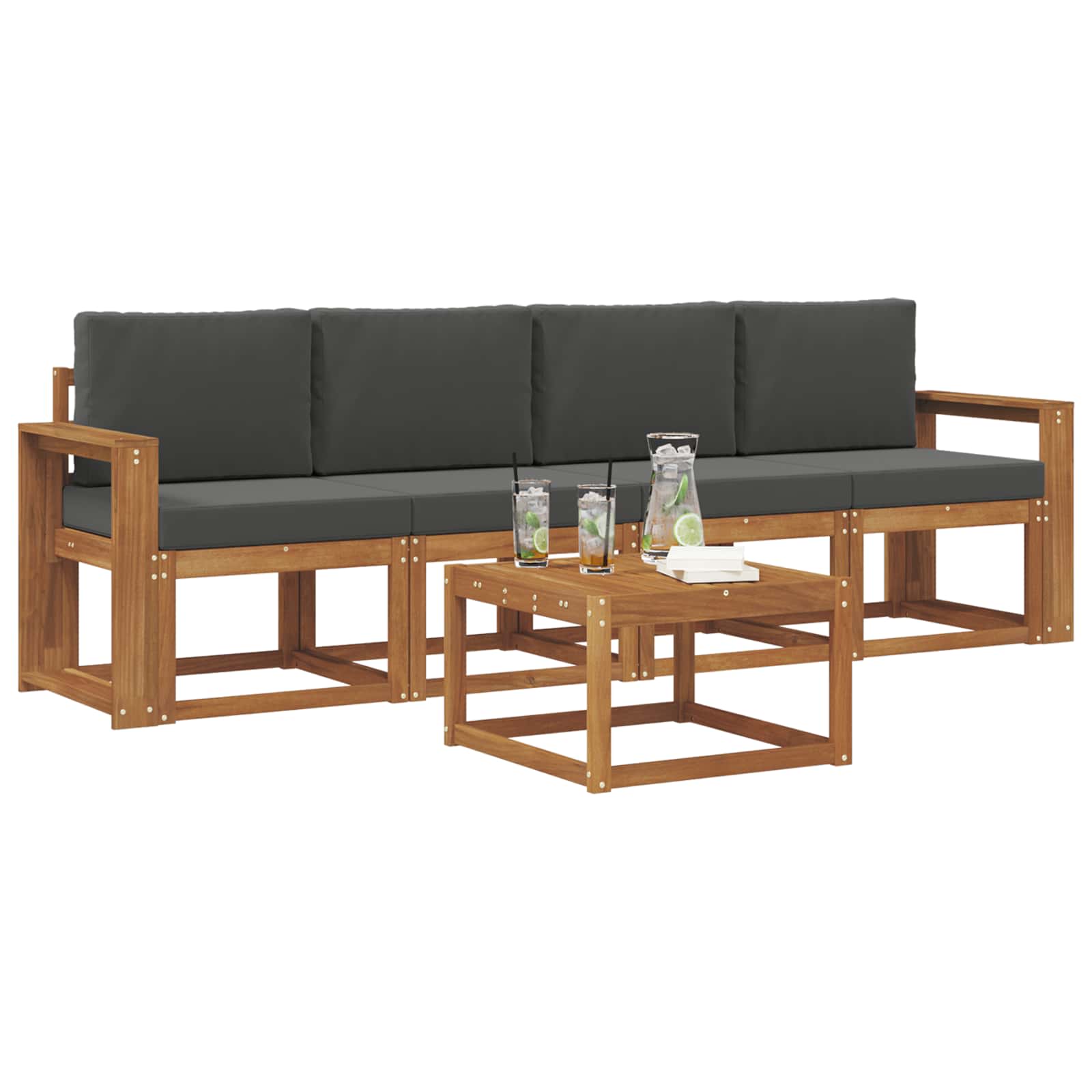 Ensemble de canapés d'extérieur 5 pcs Naturel et Anthracite - XIOS