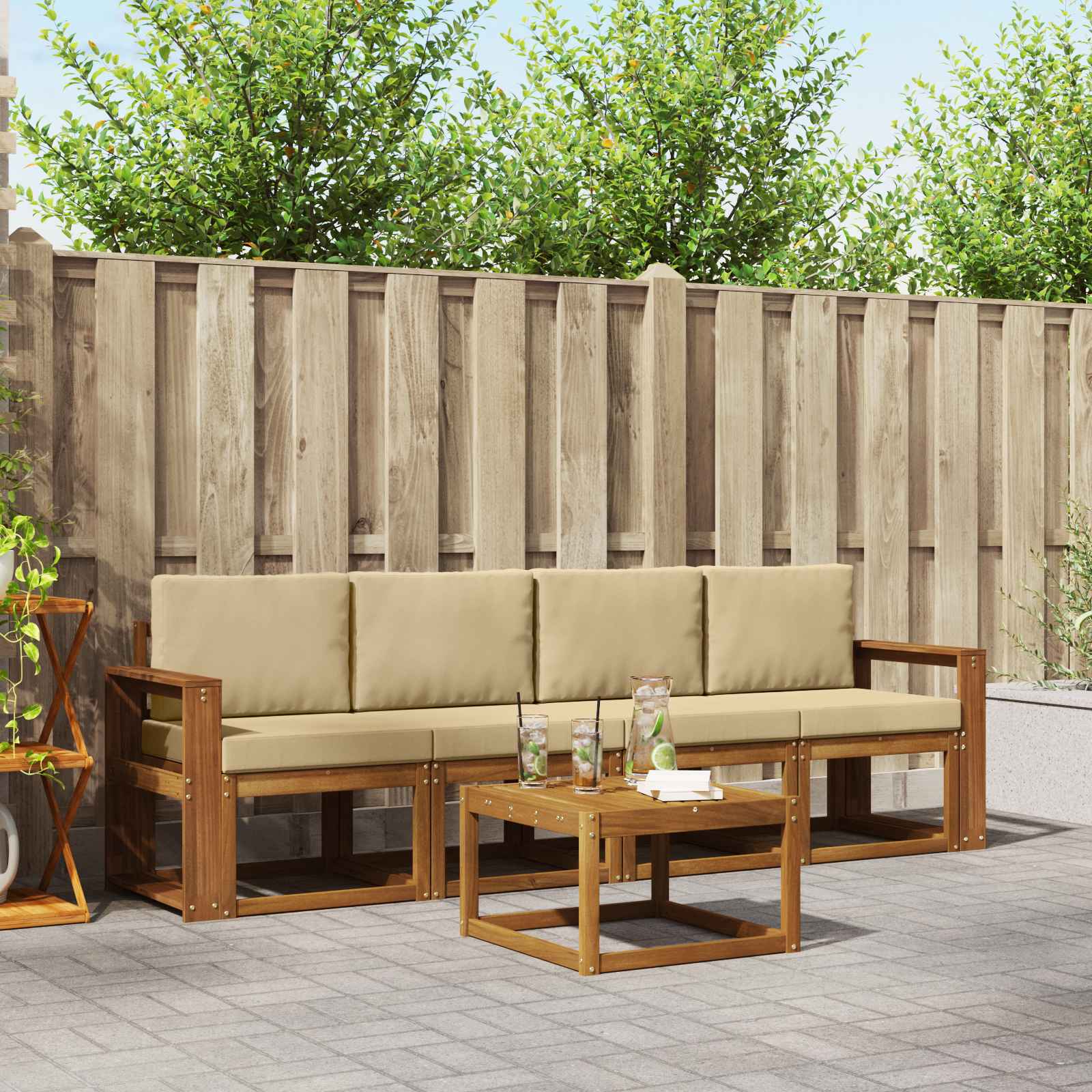 Ensemble de canapés d'extérieur 5 pcs Naturel et Beige - XIOS