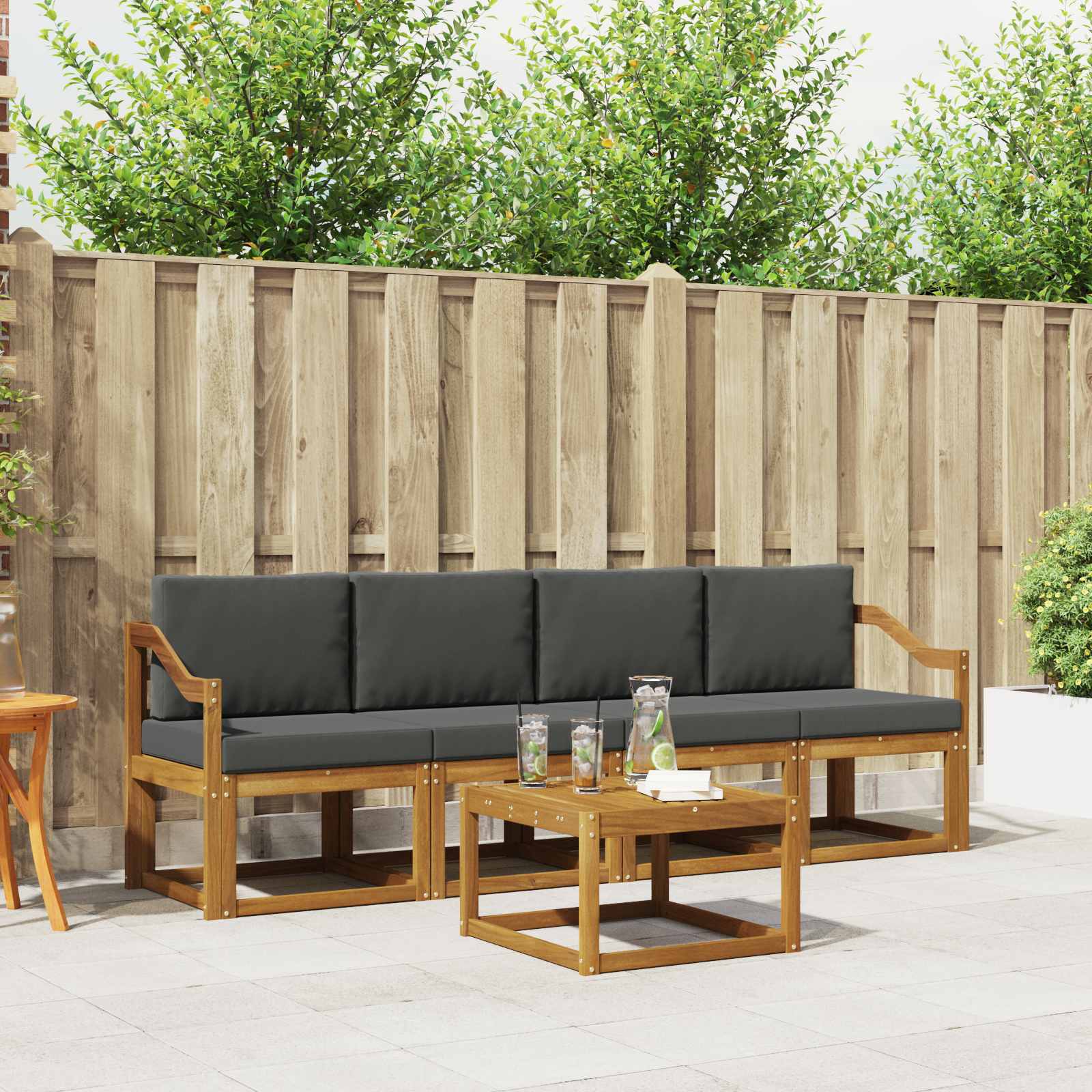 Ensemble de canapés d'extérieur 5 pcs Naturel et Anthracite - XIOS