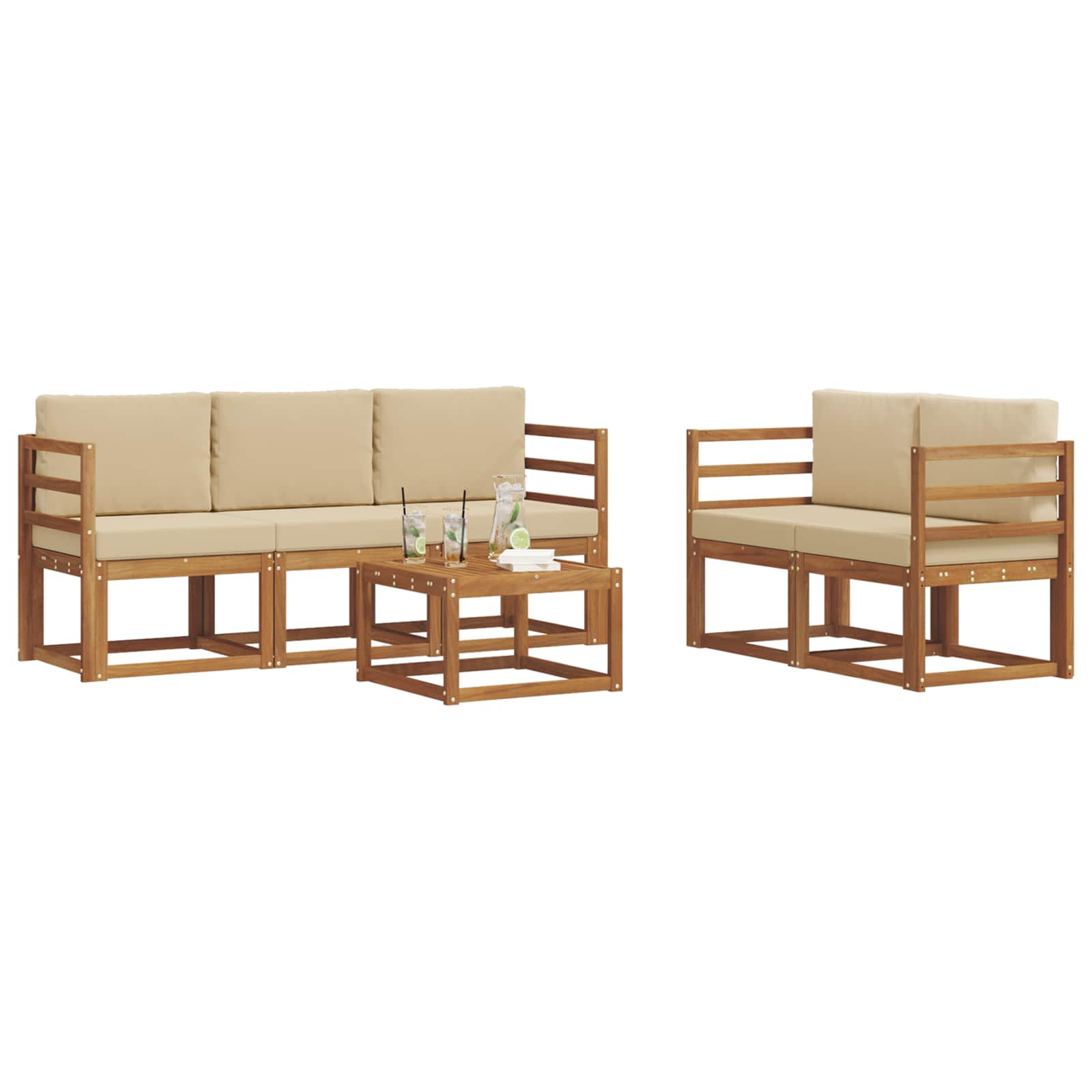 Ensemble de canapés d'extérieur 6 pcs Naturel et Beige - XIOS